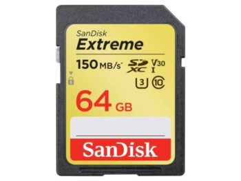 SanDisk 64GB Extreme SDXC UHS-I Card - C10, U3, V30, 4K UHD, SD Card - SDSDXV6-064G-GNCIN, Black 150mbps
