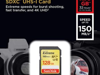 SanDisk 256GB Extreme SDXC UHS-I Card - C10, U3, V30, 4K UHD, SD Card - SDSDXV5-256G-GNCIN 150mbps