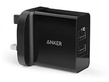 24W 2-Port USB Charger UK - Black A2021K11