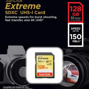 SanDisk 256GB Extreme SDXC UHS-I Card - C10, U3, V30, 4K UHD, SD Card - SDSDXV5-256G-GNCIN 150mbps