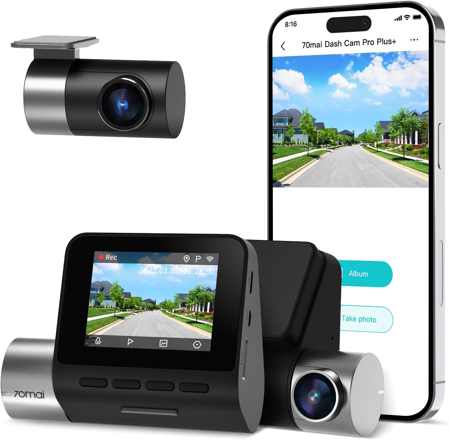 71jID7kxyrL._AC_SL1500_.jpg 70Mai Smart Dash Cam Pro Plus Sets A500S-1 Front Only - Image 1