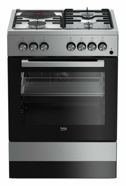 BEKO Cooker 3 Gas + 1 Electric - FSET63110DX Semi inox